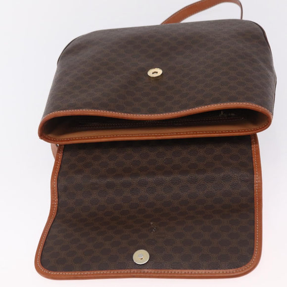 CELINE Macadam Canvas Hand Bag PVC Leather 2way Brown Gold Auth 208305A