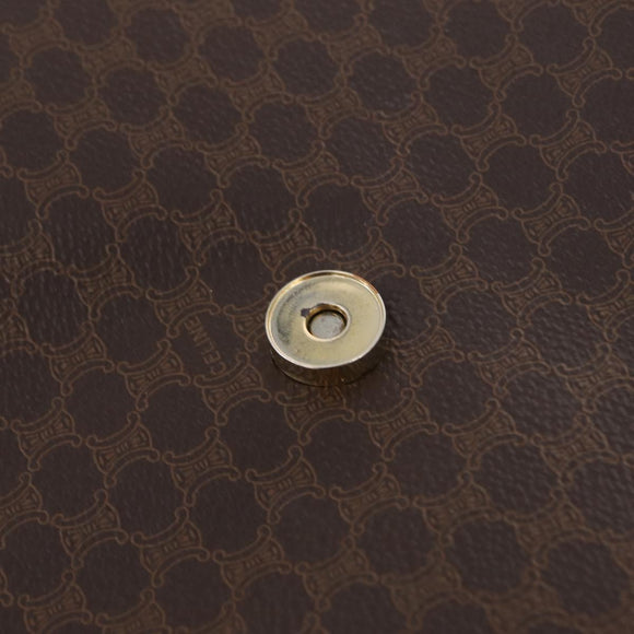 CELINE Macadam Canvas Hand Bag PVC Leather 2way Brown Gold Auth 208305A