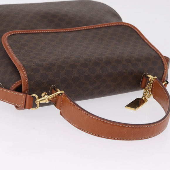 CELINE Macadam Canvas Hand Bag PVC Leather 2way Brown Gold Auth 208305A