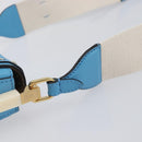 FENDI Moonlight Shoulder Bag Leather Light Blue Gold 8BT346 Auth 208306M-11