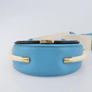 FENDI Moonlight Shoulder Bag Leather Light Blue Gold 8BT346 Auth 208306M-12