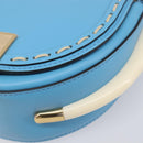FENDI Moonlight Shoulder Bag Leather Light Blue Gold 8BT346 Auth 208306M-13