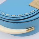 FENDI Moonlight Shoulder Bag Leather Light Blue Gold 8BT346 Auth 208306M-14