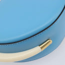 FENDI Moonlight Shoulder Bag Leather Light Blue Gold 8BT346 Auth 208306M-16