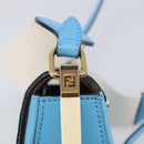 FENDI Moonlight Shoulder Bag Leather Light Blue Gold 8BT346 Auth 208306M-17