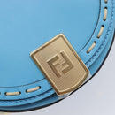 FENDI Moonlight Shoulder Bag Leather Light Blue Gold 8BT346 Auth 208306M-18