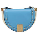 FENDI Moonlight Shoulder Bag Leather Light Blue Gold 8BT346 Auth 208306M-2