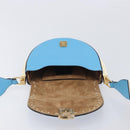 FENDI Moonlight Shoulder Bag Leather Light Blue Gold 8BT346 Auth 208306M-20