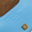 FENDI Moonlight Shoulder Bag Leather Light Blue Gold 8BT346 Auth 208306M-23