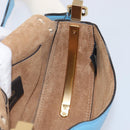 FENDI Moonlight Shoulder Bag Leather Light Blue Gold 8BT346 Auth 208306M-26