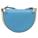 FENDI Moonlight Shoulder Bag Leather Light Blue Gold 8BT346 Auth 208306M-3