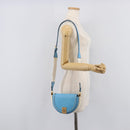 FENDI Moonlight Shoulder Bag Leather Light Blue Gold 8BT346 Auth 208306M-30