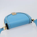 FENDI Moonlight Shoulder Bag Leather Light Blue Gold 8BT346 Auth 208306M-6