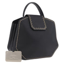 Cartier Garland Cartier Hand Bag Leather Black Gold Auth 208307A-1