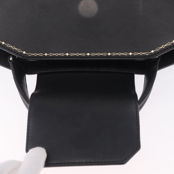 Cartier Garland Cartier Hand Bag Leather Black Gold Auth 208307A