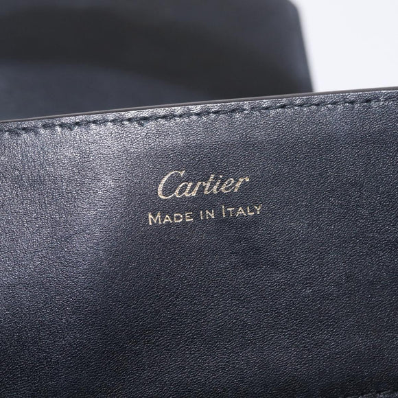 Cartier Garland Cartier Hand Bag Leather Black Gold Auth 208307A