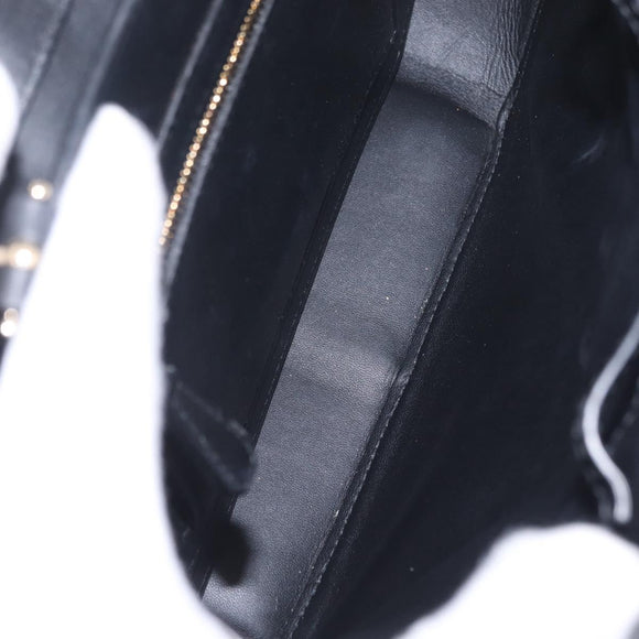 Cartier Garland Cartier Hand Bag Leather Black Gold Auth 208307A