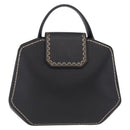 Cartier Garland Cartier Hand Bag Leather Black Gold Auth 208307A-2