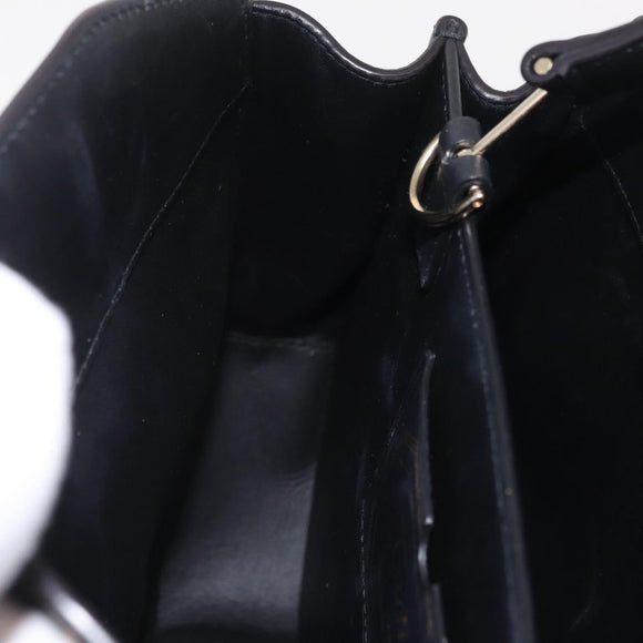 Cartier Garland Cartier Hand Bag Leather Black Gold Auth 208307A