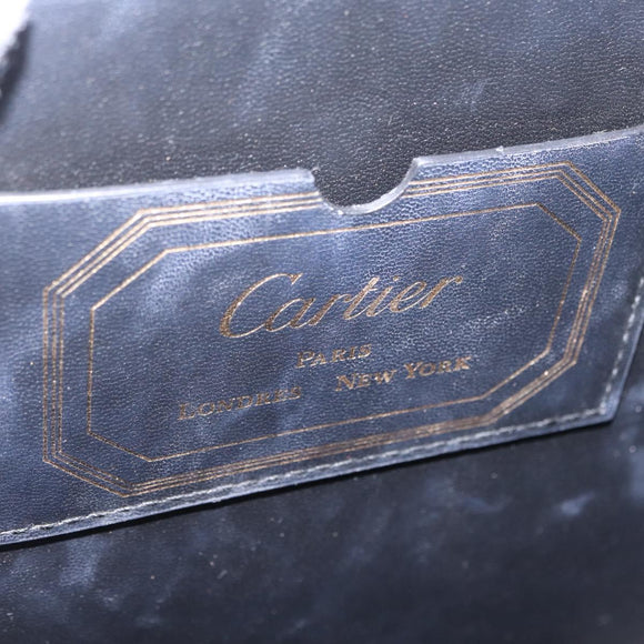 Cartier Garland Cartier Hand Bag Leather Black Gold Auth 208307A