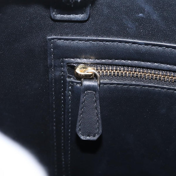 Cartier Garland Cartier Hand Bag Leather Black Gold Auth 208307A