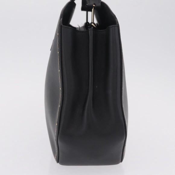 Cartier Garland Cartier Hand Bag Leather Black Gold Auth 208307A