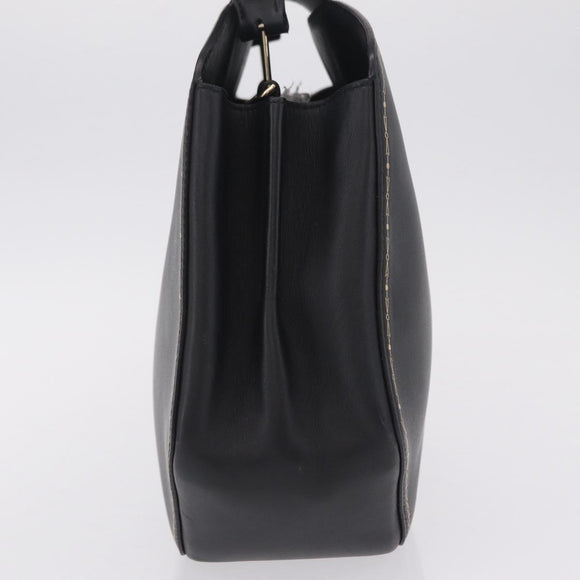 Cartier Garland Cartier Hand Bag Leather Black Gold Auth 208307A