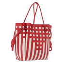 LOEWE Tote Bag Leather Red Silver Auth 208308A-1