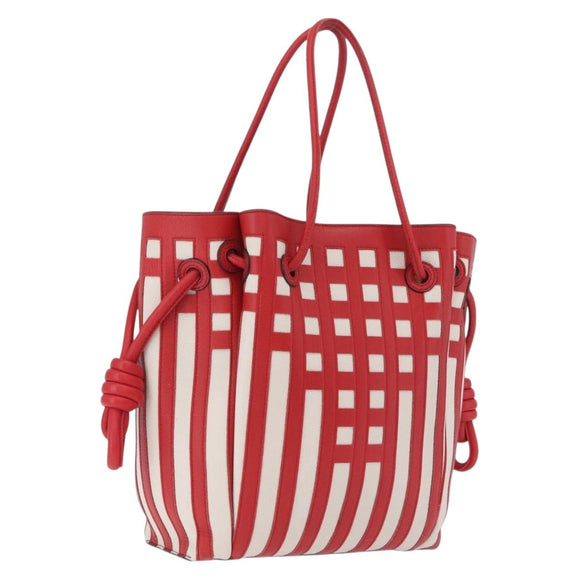 LOEWE Tote Bag Leather Red Silver Auth 208308A