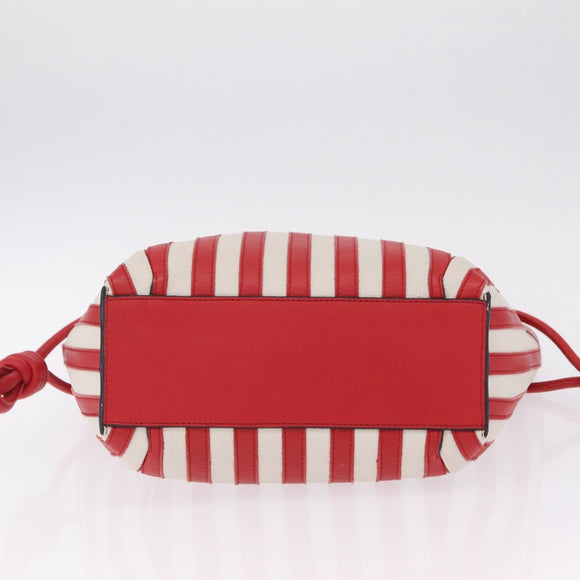 LOEWE Tote Bag Leather Red Silver Auth 208308A
