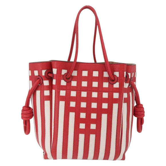 LOEWE Tote Bag Leather Red Silver Auth 208308A