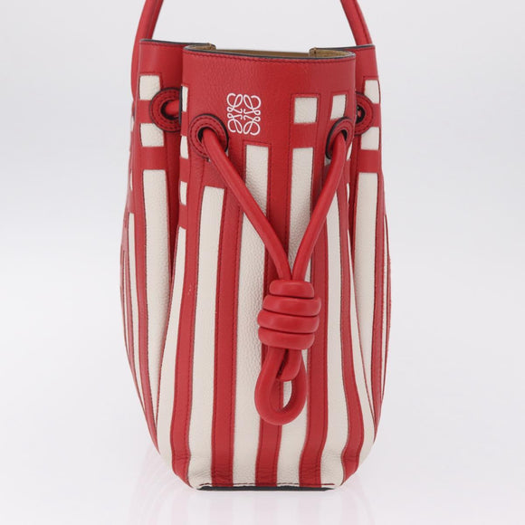 LOEWE Tote Bag Leather Red Silver Auth 208308A