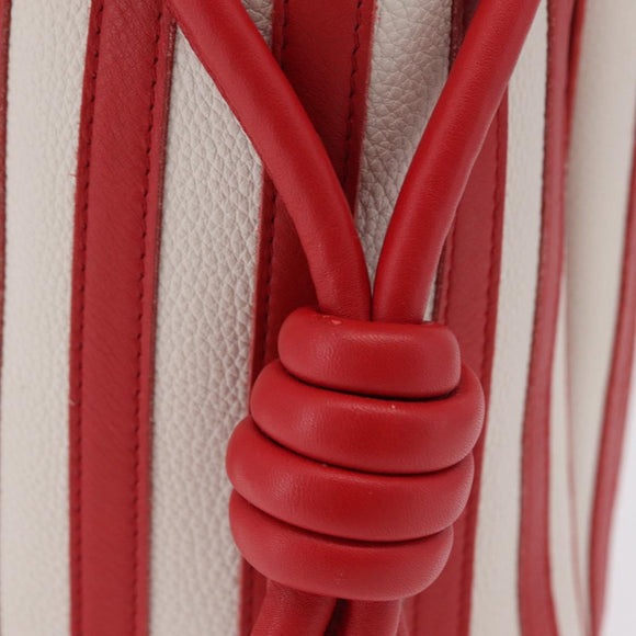 LOEWE Tote Bag Leather Red Silver Auth 208308A