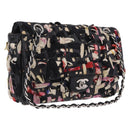 CHANEL Chain Shoulder Bag Lamb Skin Black Silver CC Auth 208312SAM-1