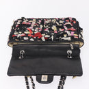 CHANEL Chain Shoulder Bag Lamb Skin Black Silver CC Auth 208312SAM-15