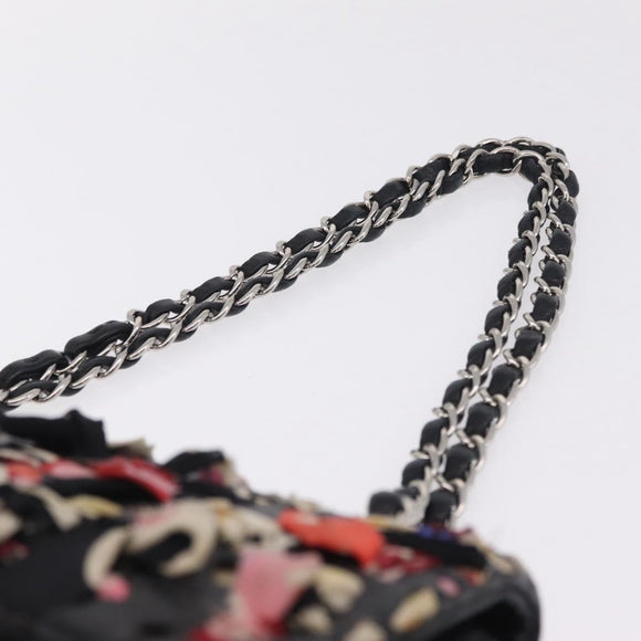 CHANEL Chain Shoulder Bag Lamb Skin Black Silver CC Auth 208312SAM