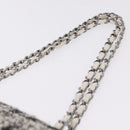 CHANEL Matelasse 25 Chain Shoulder Bag Tweed Black Silver CC Auth 208313SAM-10