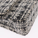 CHANEL Matelasse 25 Chain Shoulder Bag Tweed Black Silver CC Auth 208313SAM-13