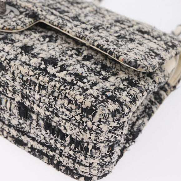 CHANEL Matelasse 25 Chain Shoulder Bag Tweed Black Silver CC Auth 208313SAM