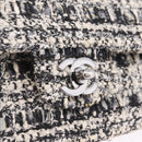 CHANEL Matelasse 25 Chain Shoulder Bag Tweed Black Silver CC Auth 208313SAM-17