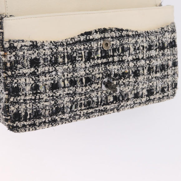 CHANEL Matelasse 25 Chain Shoulder Bag Tweed Black Silver CC Auth 208313SAM