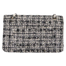 CHANEL Matelasse 25 Chain Shoulder Bag Tweed Black Silver CC Auth 208313SAM-3