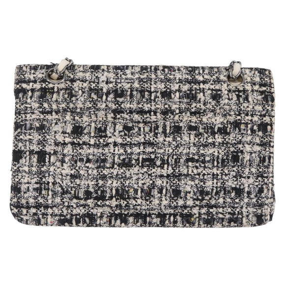 CHANEL Matelasse 25 Chain Shoulder Bag Tweed Black Silver CC Auth 208313SAM