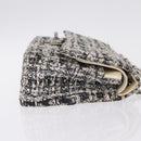 CHANEL Matelasse 25 Chain Shoulder Bag Tweed Black Silver CC Auth 208313SAM-4