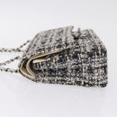 CHANEL Matelasse 25 Chain Shoulder Bag Tweed Black Silver CC Auth 208313SAM-6