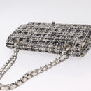 CHANEL Matelasse 25 Chain Shoulder Bag Tweed Black Silver CC Auth 208313SAM-8