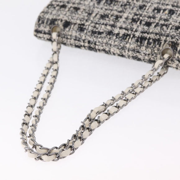 CHANEL Matelasse 25 Chain Shoulder Bag Tweed Black Silver CC Auth 208313SAM