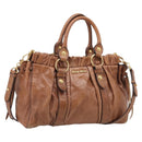 Miu Miu Matelasse Hand Bag Vitellolux 2way Brown Gold Auth 208314A-1