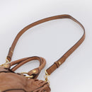 Miu Miu Matelasse Hand Bag Vitellolux 2way Brown Gold Auth 208314A-11