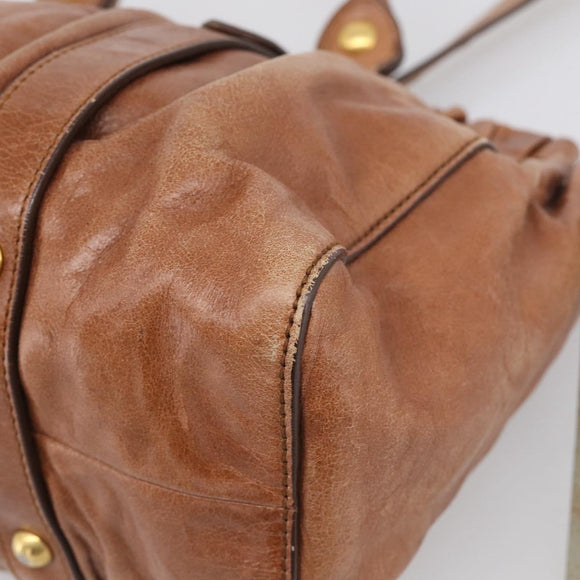 Miu Miu Matelasse Hand Bag Vitellolux 2way Brown Gold Auth 208314A